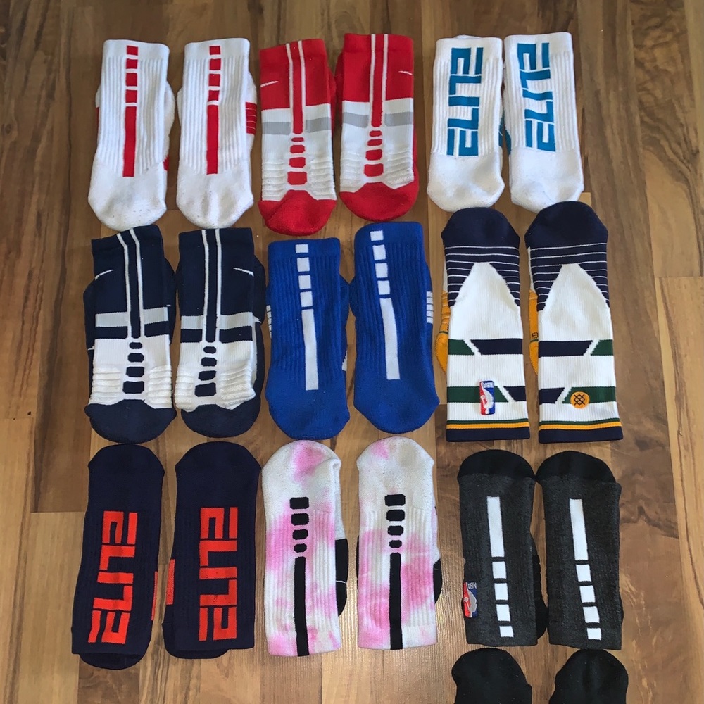 9 Nike elite socks and 1 pair of Nike nba socks